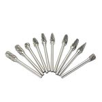 Oudtinx 10pcs 1/8" Shank Steel Solid Carbide Rotary Files Diamond Set Fits Rotary Tool for Woodworking Drilling Carving Engraving