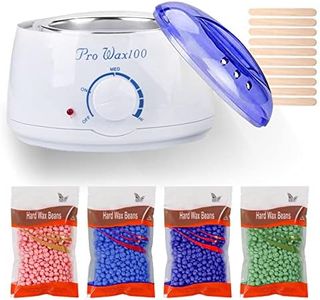 LAZY LADY Calentador de Cera Eléctrico,Cera Depilatoria Caliente, Kit de Depilación, 4 * 100g Cera, 20 Espátulas (traje blanco)