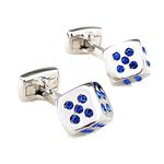 MRCUFF Dice Die Blue Crystal Pair Cufflinks in a Presentation Gift Box & Polishing Cloth