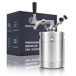 GANCOWISE 64OZ Mini Keg Growler, Pressurized Home Dispenser System with Self-Closing Design Faucet Keeps Carbonation and Fresh for Homebrew, Craft and Draft Beer