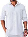 COOFANDY Men's Oxford Dress Shirt Casual Regular Fit Stretch Long Sleeve Untucked Shirt White