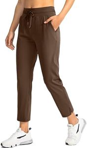 Soothfeel Women's Pants with 4 Pockets 7/8 Stretch High Waisted Sweatpants Travel Athletic Work Golf Pants for Women (Brown, XXL)