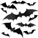 WAPAG Bats Wall Decor, 88 PCS 3D Bats Halloween Decorations, 4 Size Waterproof Spooky Bats Stickers for Home Decor Party Supplies