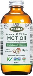 FLORA - MCT Oil, Energy Boost, Keto-Friendly, 100% From Ethically and Sustainably Sourced, Non-GMO Coconuts, Caprylic and Capric Acid, 250 mL Liquid, Glass Bottle