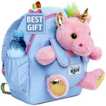 Naturally KIDS Toddler Backpack w Stuffed Animal Toy, Medium Kids Backpacks for Grls Boys, Toddler Gifts, Unicorn Toys