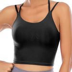 ZAIQUN Women Padded Sports Bra Wirefree for Fitness Workout Running Shirts Yoga Tank Top Black