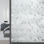 rabbitgoo Window Film Decorative Window Cling Privacy Anti-UV Glass Film for Windows Non-Adhesive Heat Control Window Sticker for Home Kitchen Office Bedroom Living Room, 17.5 x 78.7 inch(44.5x200cm)