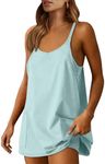 Prinbara Women 2025 Summer Mini Romper Dress Tennis Athletic Shorts Sundress Built in Shapewear Casual Workout Trendy Outfits Light Blue XX-Large