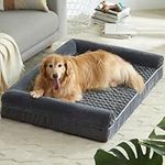 MFUNLLY Orthopedic Dog Bed for Large Medium Dogs, Waterproof Dog Sofa Beds with Washable Dog Sofa Bed Cover, Soft Dog Bed U-Shape Bolster Egg Foam Pet Couch Bed Non-Skid Bottom Dog Mattress,91*68*16cm