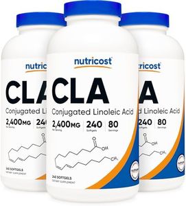 Nutricost CLA (Conjugated Linoleic Acid) 2,400mg, 240 Softgels - Gluten Free, Non-GMO, 800mg Per Softgel (3 Bottles)