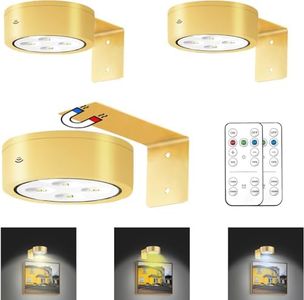 MIOBLUE 3Pack Picture Light Battery Operated Painting Lights, Wireless Magnetic Display Art Light with Remote Controls,Dimmable Timer Portrait Light for Art Frame Artworking,Wall Decor Puck Light