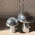 QWCZY Mushroom Disco Ball, Reflector Glitter Disco Ball, Novel Mushroom Shape Mirror Disco Ball Decoration Home for Party Home, Dining Table, Stage Props Decoration-Silver||M