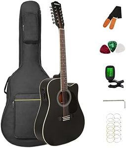 12 string Guitar,Janerock 12 String Acoustic-Electric Guitar,Cutaway Guitar,Bundle with Gig Bag,Tuner,Strings,Strap, Picks