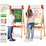 JOYOOSS Easel Kids Easel for Toddlers, Toddler Easel Art Easel for Childrens Easel for Kids Chalkboard, Painting Easel for Kids Chalk Board for Kids Easel with Paper Roll Kids' Easels for Ages 4-12