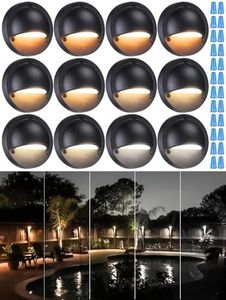 LEONLITE 12-Pack Update 5CCT LED Low Voltage Deck Lights, 180LM 3.74inch Landscape Step Railing Fence Light, 12-24V AC/DC, CRI90, Die-cast Aluminum Housing & Frosted Glass Lens, UL Cord, Black
