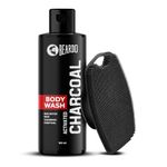 Beardo Activated Charcoal Bodywash & Body Scrubber for Men | Deep Pore Cleaning | Removes Dirt & Impurities | Oil Control | Daily Use Body Wash with Exfoliating Bath Scrubber | Set of 2