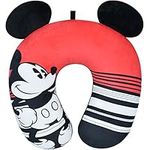 FUL Disney Mickey Mouse Travel Neck Pillow for Airplane, Car and Office Comfortable and Breathable, Black/White/Red