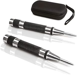 ALLY Tools Heavy Duty Automatic Center Punch w/Hardened Steel – 2PC Premium Automatic Center Punch for Metal for Machinists and Carpenters w/Adjustable Knurled Cap, Spring Loaded and Hard-Shell Case