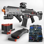 SOFITEN Automatic Toy Gun with Adjustable Scope, Electric Toy Sniper Rifle Foam Dart Blaster with Vest, Flashlight, Grip, Indoor Outdoor Shooting Games Gifts for Boys, Adults Birthday Christmas