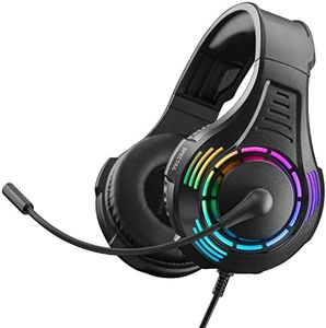 Nitho Spectra Gaming Headset with RGB Light and Microphone, Over-Ear Stereo Headphones for Xbox Series X|S, Xbox One, PS5, PS4, Nintendo Switch, PC, Mobile, 3.5 mm Audio Jack, 50 mm Drivers - Black