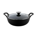 TRILONIUM Triple Seasoned Cast Iron CrockWok Kadhai 24 cms, 2.2 kgs with Lid