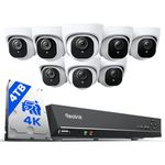 Reolink 4K PoE Camera Security System, 16CH 4K NVR with 4TB HDD and 8X 4K Outdoor Security Cameras with Person/Vehicle Detection, Night Vision, Audio, 24/7 Recording, RLK16-800D8