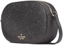 kate spade crossbody purse for women Glimmer Oval Camera Bag (Black)