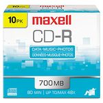 Maxell MAX648210 CD Recordable Media, CD-R, 40x, 700 MB, 10 Pack Slim Jewel Case