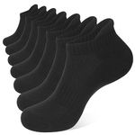 Closemate 7 Pairs Ankle Athletic Running Socks for Men Women Low Cut Wicking Sport Cushion Tab Socks(7 Black, Size M)