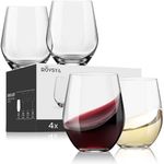 Stemless Wine Glasses Set of 4, Red