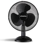 Schallen Home & Office Electric 12" 3 Speed Electric Tilt Oscillating Worktop Desk Table Air Cooling Fan (Black)