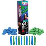 Spin Master Games H5 Domino Creations, 60-Piece Neon Blue/Green Set by Domino Artist Youtuber Lily Hevesh Classic Family Game, for Adults and Kids Ages 5 and up