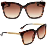 DIFF Hailey oversized lightweight square sunglasses for women UV400 protection, Black Brown Tortoise + Brown Gradient