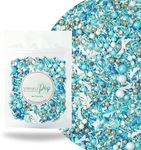 Glass Slipper Princess Sprinkle Mix| Made In USA By Sprinkle Pop| Blue White Sprinkles with Frozen Shoe Wafer Paper and Silver Dragees| Girl Sprinkles For Decorating Birthday Cupcakes Cake Donuts, 2oz