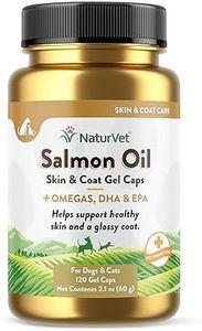 NaturVet Salmon Oil Gel Caps Cats Dogs Healthy Skin Coat Omega3 Supplements 120ct