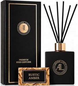 Reed Diffuser Set for Home - Rustic Amber Scent Sticks - Bathroom Counter Decor - Modern Room Fragrance Diffuser - Office Air Freshener - 90 Day Long Lasting Aroma