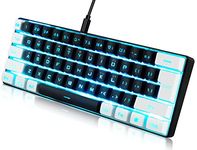 abucow Gaming Keyboard Minimalist Portable Wired Ultra-Compact Mini Imitation 61 Keys RGB Backlit Keyboard (Black-White)