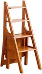 Solid Wood Folding Library Ladder C