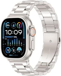 Ocaer Compatible with Apple Watch Band 49mm 46mm 45mm 44mm 42mm 41mm 38mm, Stainless Steel Metal Strap for iWatch Ultra 2/1 Series 10 9 8 7 6 5 4 3 2 1 SE, Solid iWatch Band for Men（Starlight）