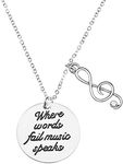 Infinity Collection Music Necklace- Where Words Fail Music Music Speaks Jewelry Gift - Treble Clef Jewelry - Music Note-Music Lover Jewelry Gift