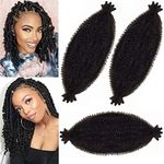 FFDDear 16 Inch Springy Afro Twist Hair 3 Packs Pre-Separated Spring Twist Hair Natural Black Marley Twist Crochet Braiding Hair for Soft Locs Hair Synthetic Hair Extensions for Women (16Inch,1B)