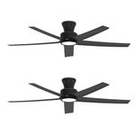 ocioc 52 inch Ceiling Fans with Lights, Large Air Volume Ceiling Fans with Reversible Quiet DC Motor and Remote 2 Pack（Black）