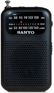 SANYO KS112N Radio Analógica de Bolsillo Am/FM. Altavoz. Color Negro