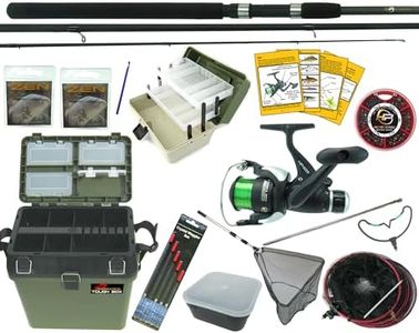 Hunter Pro Complete Beginners Coarse Fishing Kit – 10ft Carbon Match Rod & HP40R Reel with 6lb Line – Includes Roddarch Seat Box, Tackle Box, Landing Net, Keep Net, Floats, Hooks & Weights