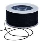 TONIFUL 0.8mm x 70 Yards Black Nylon Cord Satin String for Bracelet Jewelry Making Rattail Macrame Waxed Trim Cord Necklace Bulk Beading Thread Kumihimo Chinese Knot Craft