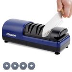 Electric Knife Sharpener, KYOEON 5-in-1 Professional Knife Sharpener,15 Degree 3-Stage for Straight Edge Knives,Scissors and Slotted Screwdriver, Blue