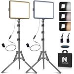 2-Pack LED Video Light Kit, NiceVeedi 2800-6500K Dimmable Continuous Photography Lighting with Tripod Stand & Phone Holder, 63” Studio Light for Video Recording, Shooting, Game Streaming, YouTube