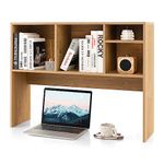 Tangkula Desktop Bookshelf, Countertop Storage Hutch with 4 Shelves for Computer Desk, Desktop 2-Tier Display Rack, Multipurpose Wood Desktop Hutch Storage Organizer for Dorm Office Home (Natural)