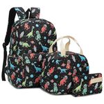 School Backpack for Boys, Kids Teens Elementary Middle School Bags Bookbag Set with Lunch Box Pencil Case (Dinosaur)