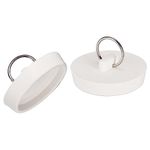 uxcell Rubber Sink Plug, Drain Stopper White Fit 48-49.5mm with Hanging Ring for Bathtub Kitchen and Bathroom 2pcs